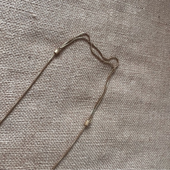 Gold tone geometric square triangle bead long necklace dainty quirky - Picture 3 of 5